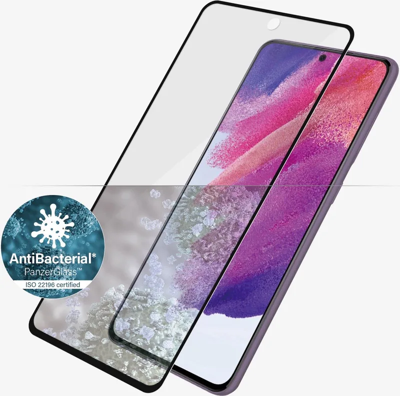 Screenprotector geschikt voor Samsung Galaxy S21 FE Glazen | PanzerGlass Edge to Edge Screenprotector - Case Friendly - Zwart by PanzerGlass – product photo