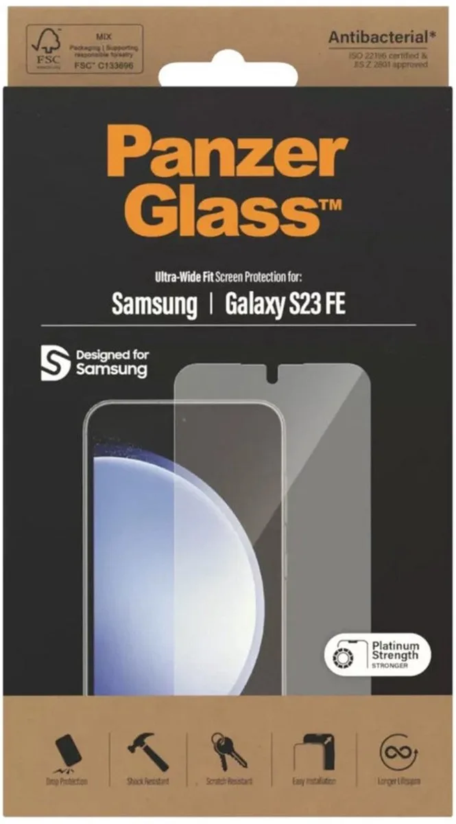 Screenprotector geschikt voor Samsung Galaxy S23 FE Glazen | PanzerGlass Ultra-Wide Fit Screenprotector - Case Friendly by PanzerGlass – product photo
