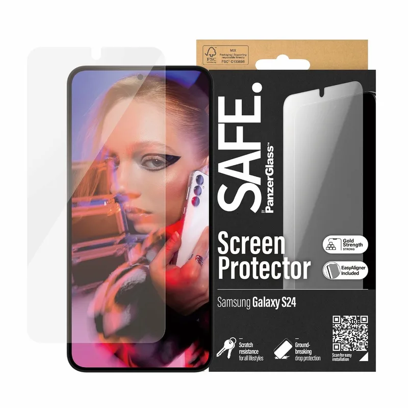 Screenprotector geschikt voor Samsung Galaxy S24 Glazen | PanzerGlass SAFE Screenprotector - Case Friendly från PanzerGlass – produktbild