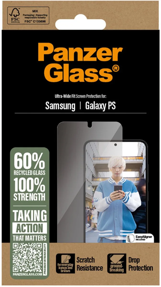 Screenprotector geschikt voor Samsung Galaxy S25 Edge Glazen | PanzerGlass Ultra-Wide Fit Privacy Screenprotector Privacy - Case Friendly - Zwart von PanzerGlass – Produktfoto