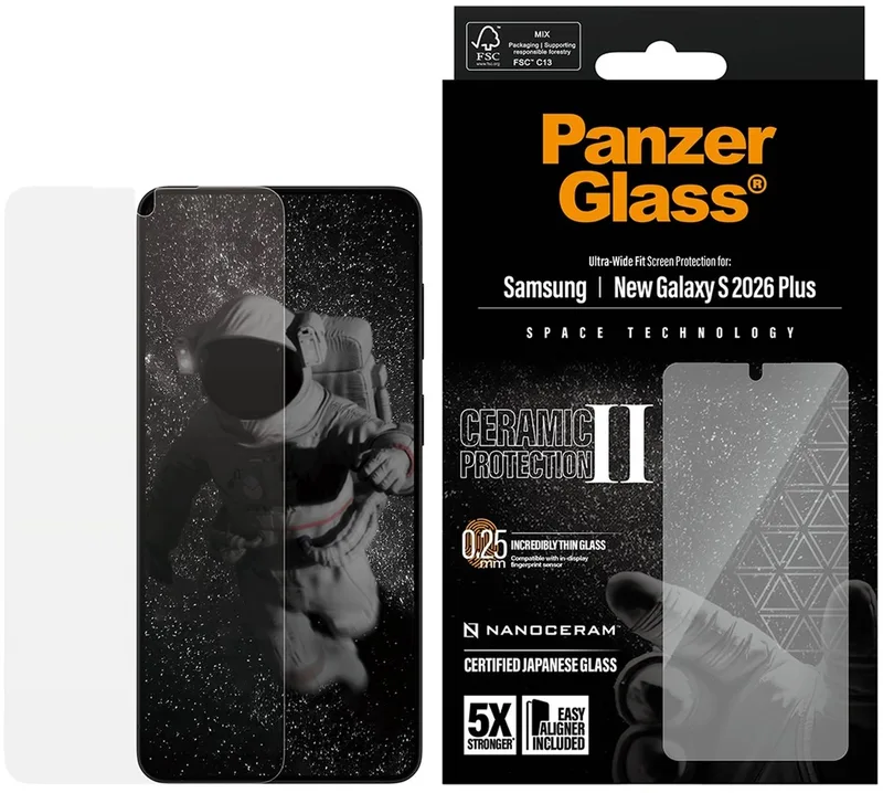 Screenprotector geschikt voor Samsung Galaxy S26 Plus Glazen | PanzerGlass Ceramic Screenprotector - Case Friendly by PanzerGlass – product photo