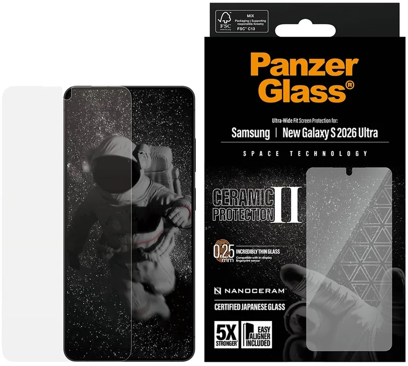 Screenprotector geschikt voor Samsung Galaxy S26 Ultra Glazen | PanzerGlass Ceramic Screenprotector - Case Friendly från PanzerGlass – produktbild