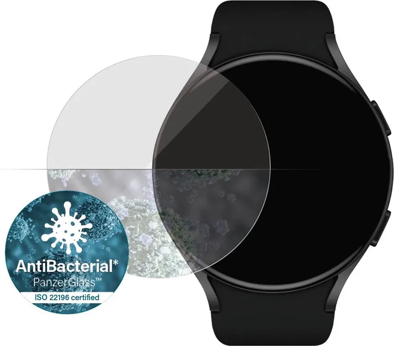 Screenprotector geschikt voor Samsung Galaxy Watch 4 - 40 mm Glazen | PanzerGlass Antibacterial Screenprotector - Case Friendly by PanzerGlass in Transparent – product photo