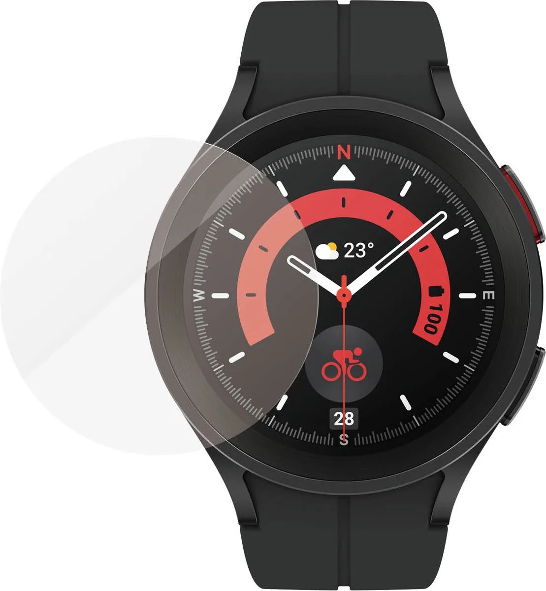 Screenprotector geschikt voor Samsung Galaxy Watch 5 Pro - 45 mm Glazen | PanzerGlass Antibacterial Screenprotector - Case Friendly fra PanzerGlass i Gennemsigtig – produktbillede