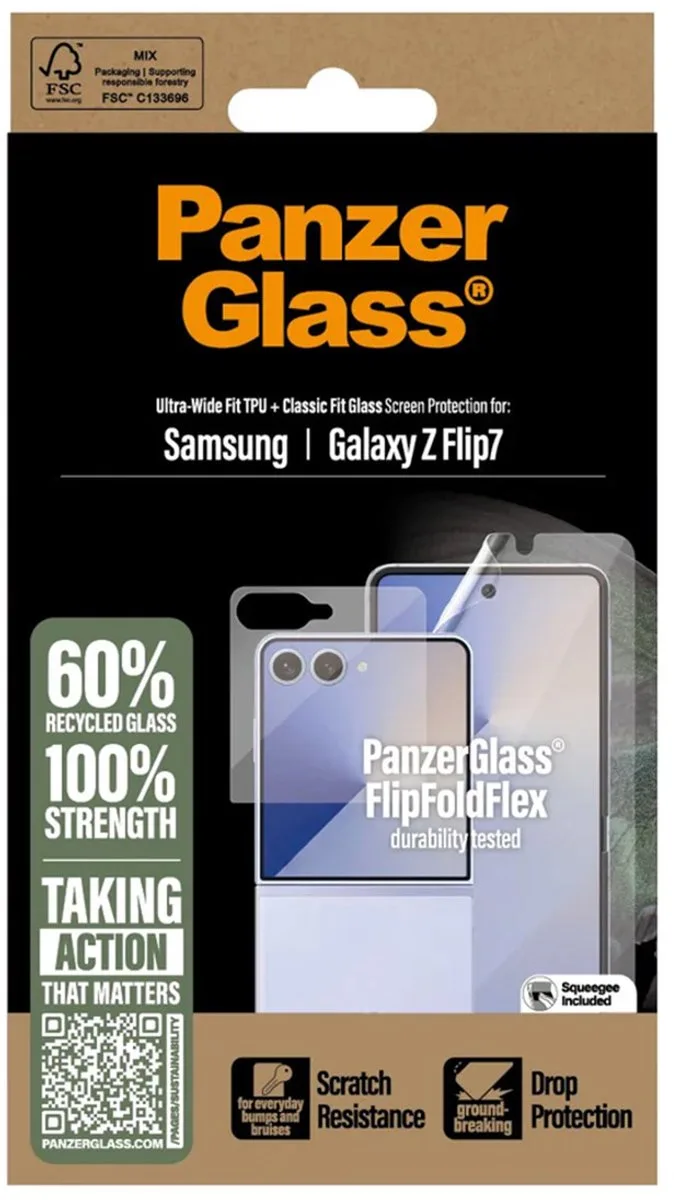 Screenprotector Glass & Film geschikt voor Samsung Galaxy Z Flip 7 van PanzerGlass – productfoto