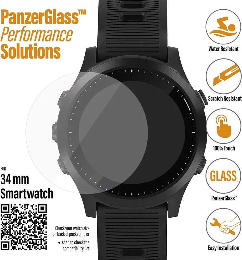 Serie - Gehard Glasbescherming voor Galaxy Watch 3 - 34mm - Krassen Bescherming by PanzerGlass in Transparent – product photo