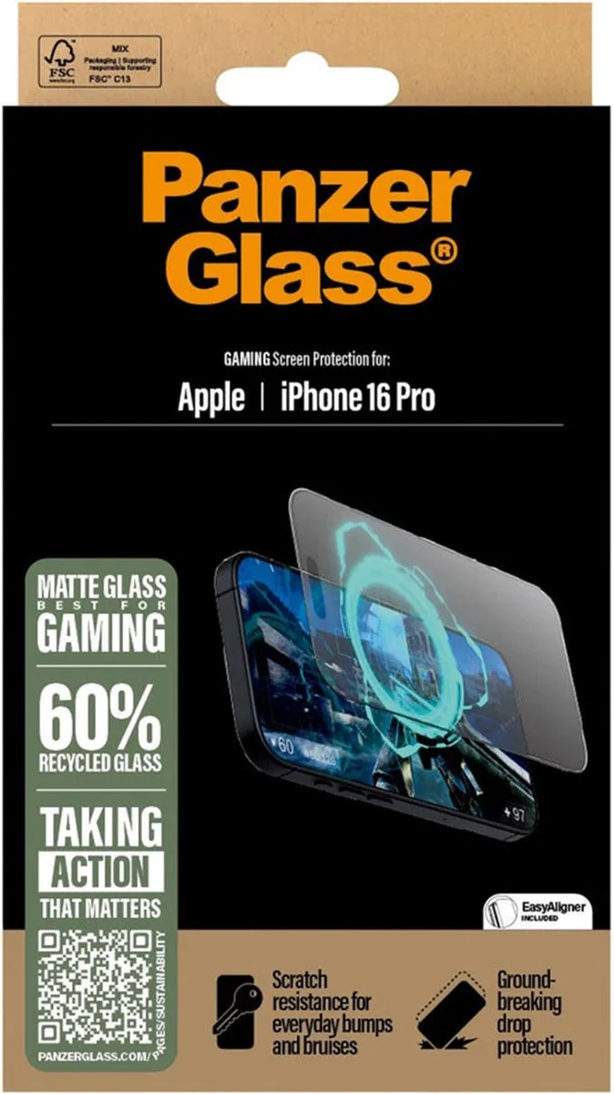 Serie - iPhone 16 Pro Screenprotector - Ultra-Wide Fit - 9H - Gaming van PanzerGlass – productfoto