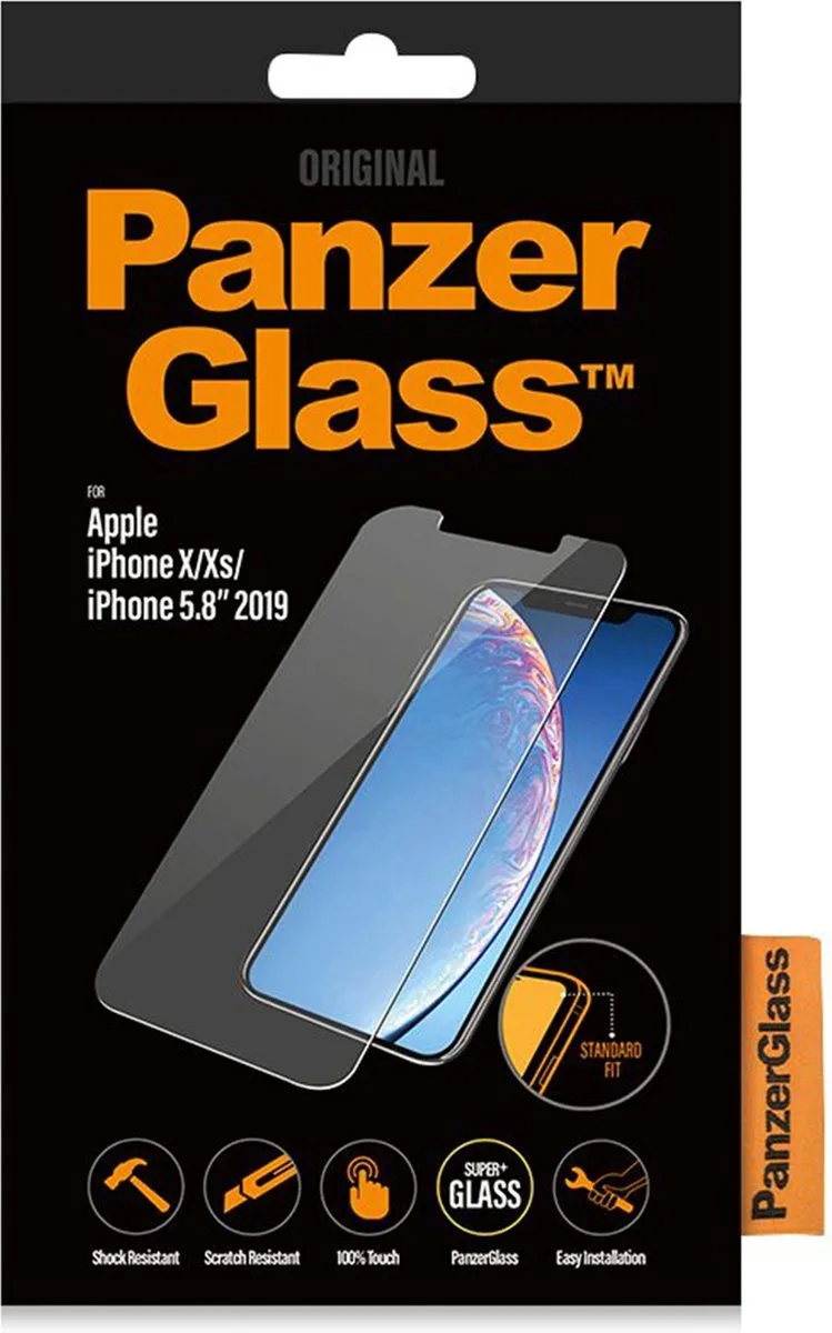 Standard Fit Screenprotector geschikt voor Apple iPhone X Glazen Screenprotector - Case Friendly by PanzerGlass – product photo