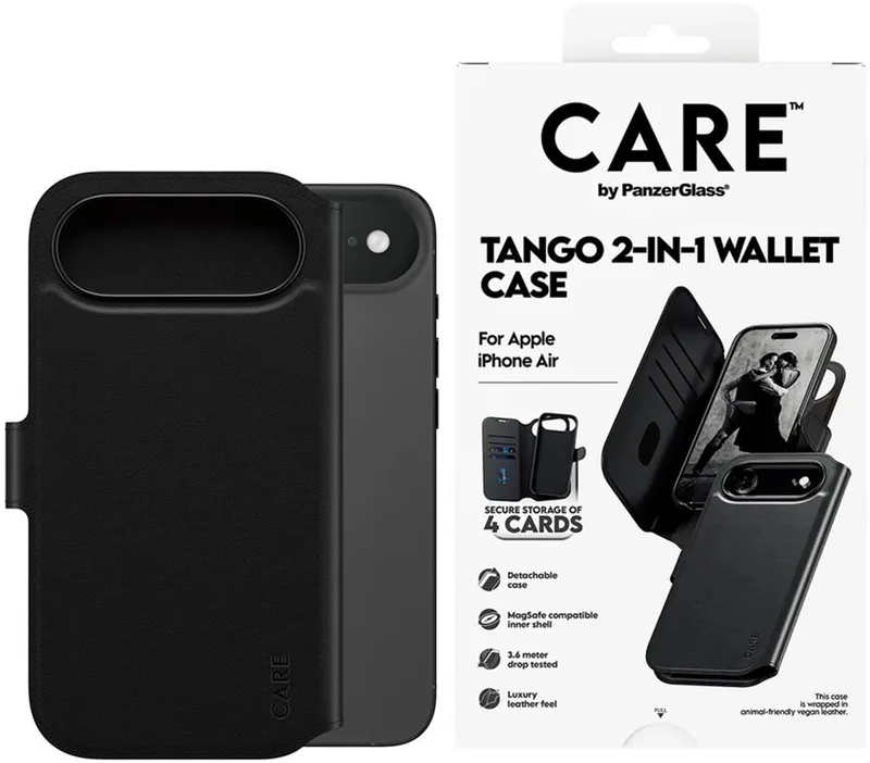 Tango 2In1 Wallet Case Voor Iphone Air Magsafe Met Ruimte Voor från PanzerGlass i Svart – produktbild