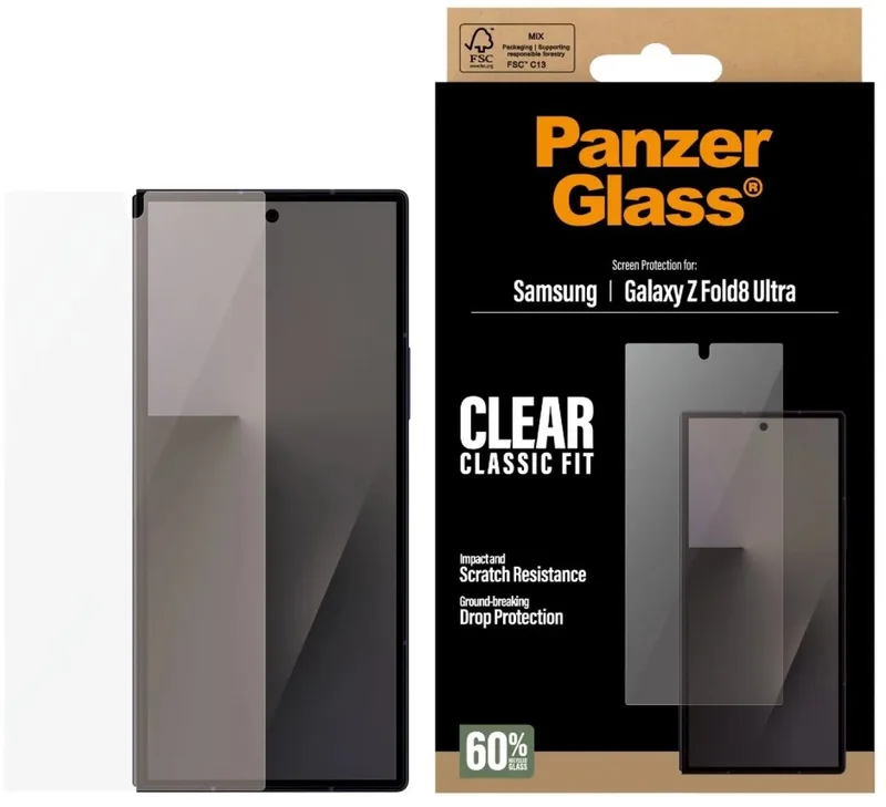 Ultra-Wide Fit Anti-Bacterial Screenprotector geschikt voor Samsung Galaxy Z Fold 8 Ultra från PanzerGlass – produktbild