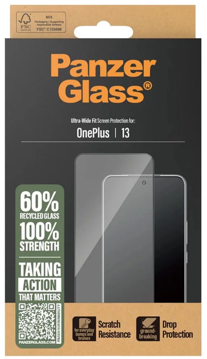 Ultra-Wide Fit Anti-Bacterial Screenprotector voor de OnePlus 13 by PanzerGlass – product photo