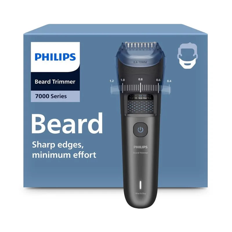 baardtrimmer series 7000 - Zelfslijpende metalen messen, 40 vergrendelbare lengtestanden, BeardSense technologie, Haaropvangsysteem, 100% waterdicht, Oplaadstation, Reisetui, Model BT7665/1 by Philips – product photo