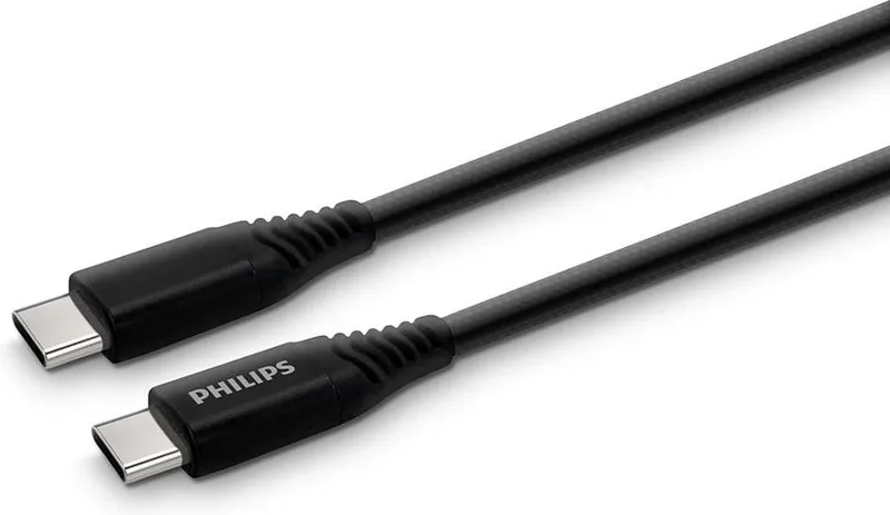 DLC5206C/00 Oplaadkabel - USB C naar USB C - 2 M lang - Geweven - USB 3.0 från Philips i Svart – produktbild