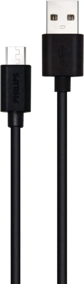 USB A micro USB kabel - 1,2 M van Philips in Zwart – productfoto