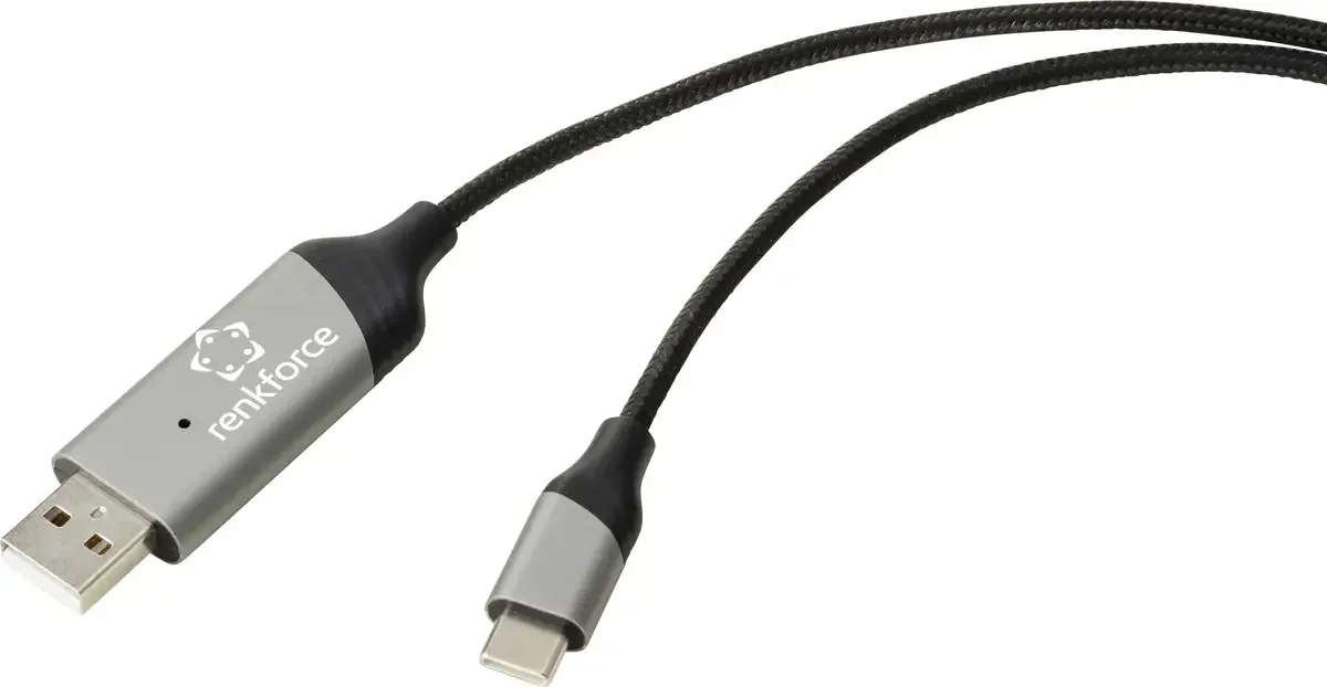 Câble Data Link USB 2.0 USB-C® mâle, USB-A mâle 2.00 m noir RF-7116126 de Renkforce en Noir – photo produit