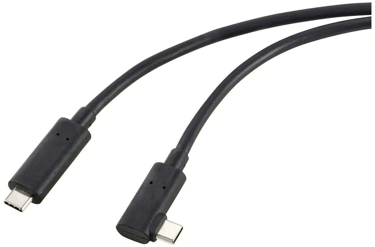 Glasfiber USB-C kabel USB 3.2 Gen2 USB-C® stik Ensidet vinklet 10.00 m RF-5625884 fra Renkforce i Sort – produktbillede