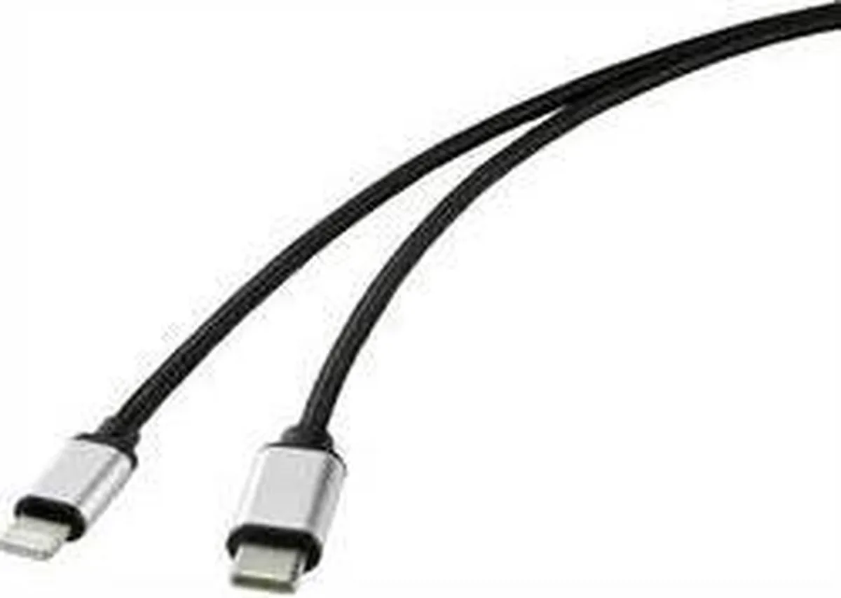 USB-kabel USB 2.0 USB-C®-kontakt, Apple Lightning kontakt 1.00 m Svart RF-4353446 från Renkforce i Svart – produktbild