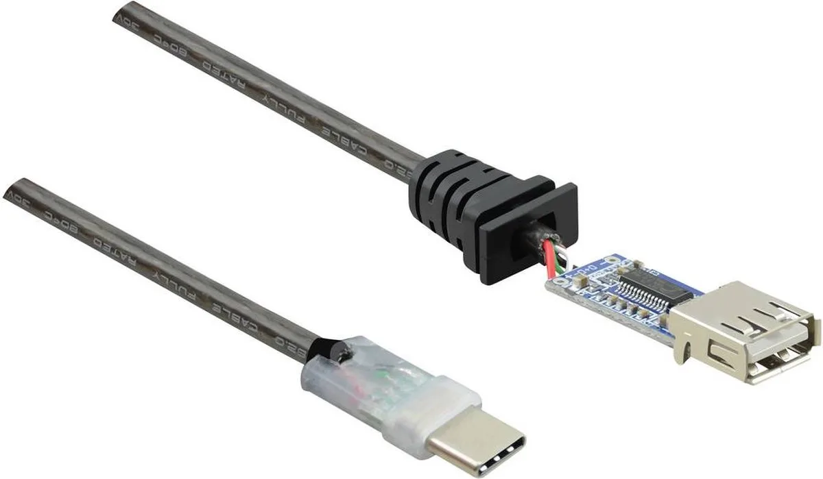 USB-kabel USB 2.0 USB-C® stik, USB-A-hunstik 7.50 m Sort forgyldte stik RF-4752800 fra Renkforce i Sort – produktbillede