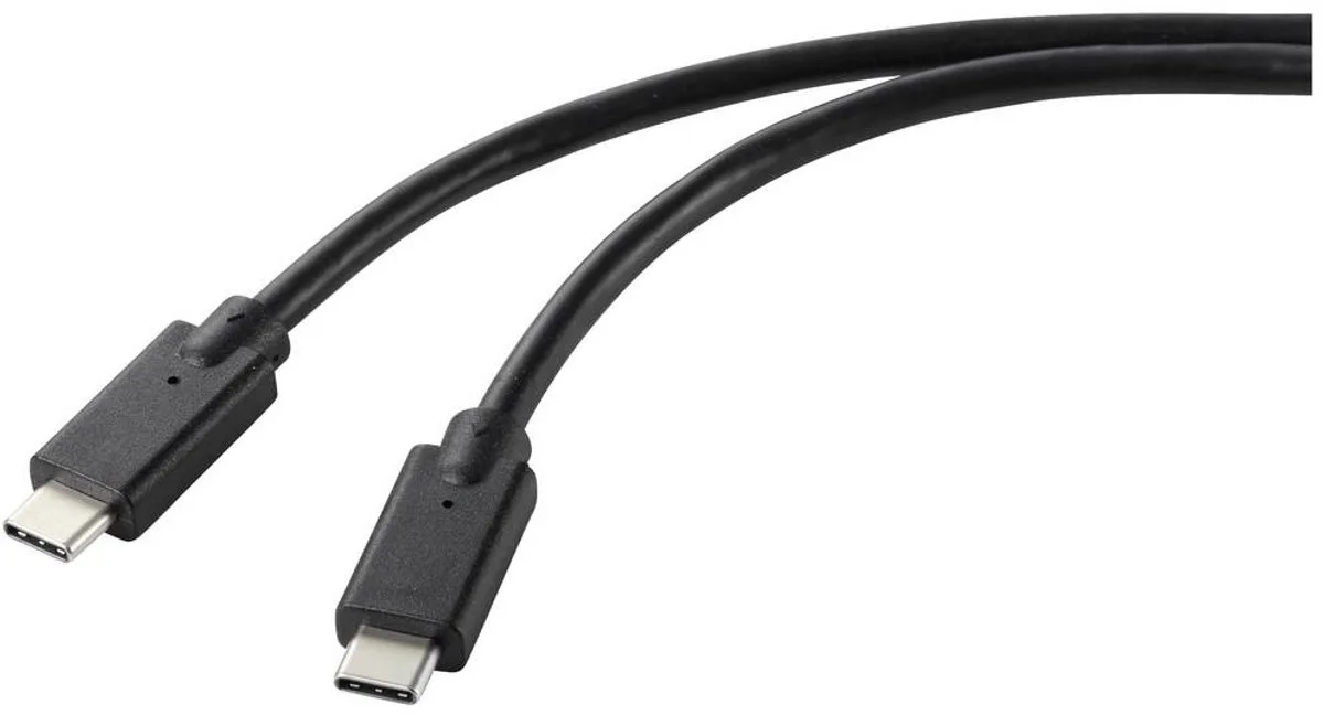USB-Ladekabel USB 2.0 USB-C® Stecker, USB-C® Stecker 2.00 m Schwarz TPE-Mantel RF-5251922 von Renkforce in Schwarz – Produktfoto