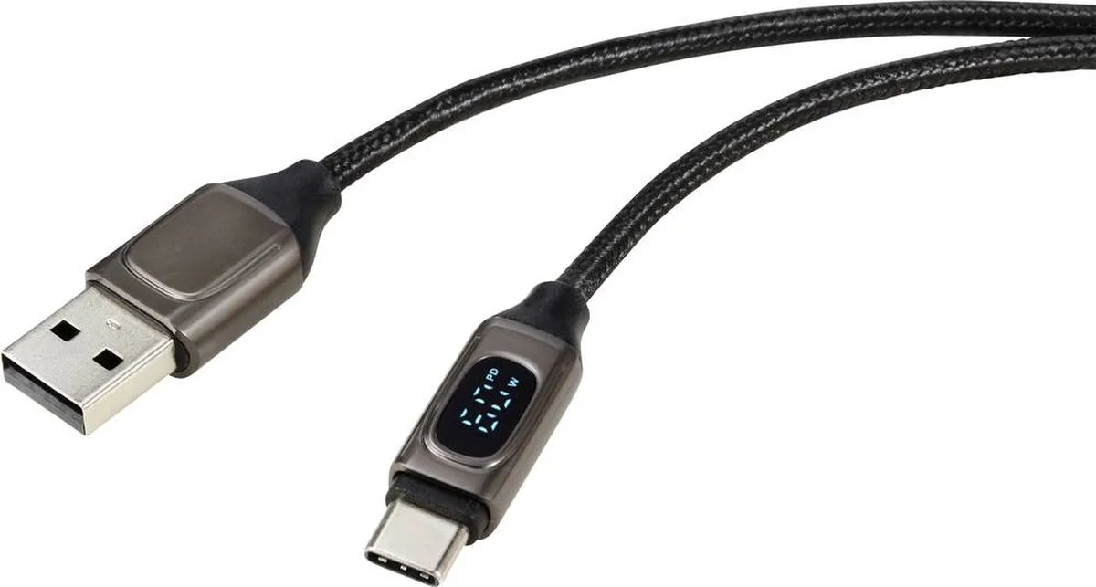 RF-6249502 USB-kabel USB 2.0 USB-A stekker, USB-C stekker 2.00 m Zilver (metallic) van Renkforce in Zilver – productfoto