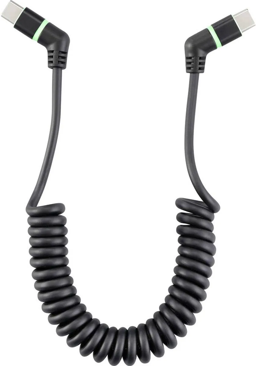 RF-6713692 USB-kabel USB 2.0 USB-C stekker, USB-C stekker 1.50 m Connectoren 360° draaibaar, Spiraalkab från Renkforce i Svart – produktbild