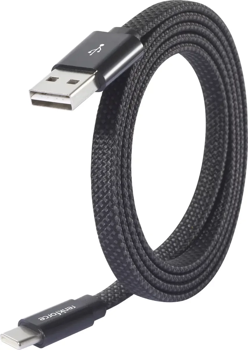 RF-6872046 USB-kabel USB 2.0 USB-A stekker, USB-C stekker 1.50 m Met magnetische opwikkeling van Renkforce in Zwart – productfoto