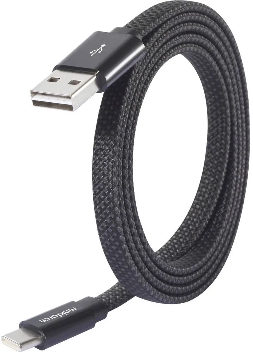 RF-6872560 USB-kabel USB 2.0 USB-A stekker, USB-C stekker 1.00 m Met magnetische opwikkeling van Renkforce in Zwart – productfoto