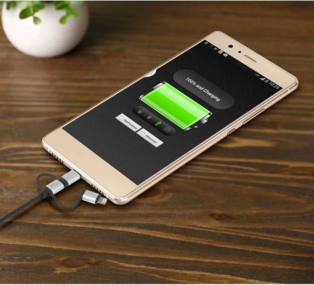 RF4600467 USB-kabel USB 2.0 USB-A stekker, USB-C stekker, USB-micro-B stekker, Apple Lightning stekker 0.50 m von Renkforce in Dunkelgrau – Produktfoto