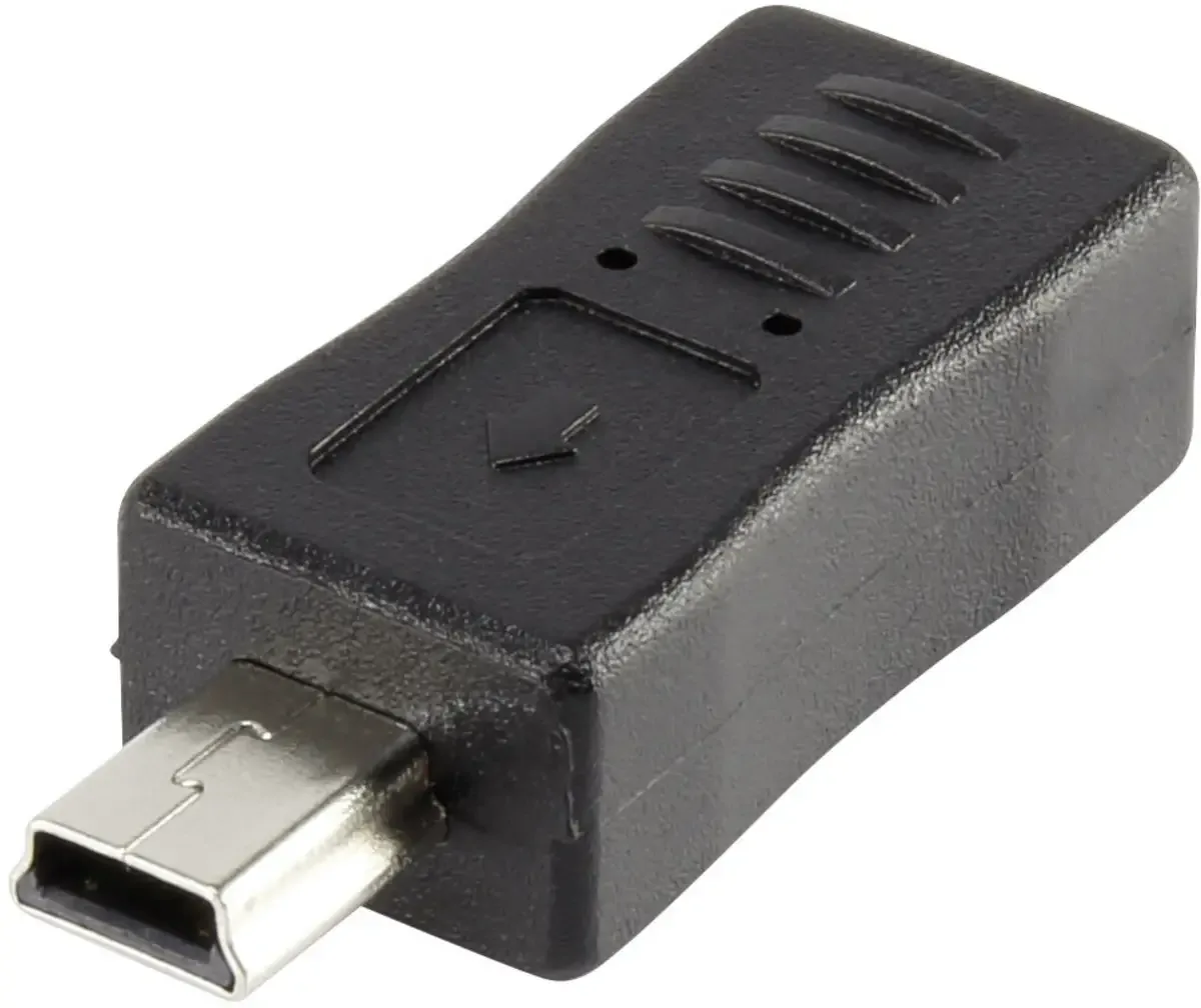 USB 2.0 Adapter [1x USB 2.0 stik Mini-B - 1x USB 2.0 tilslutning Micro-B] rf-usba-08 forgyldte stik fra Renkforce i Sort – produktbillede