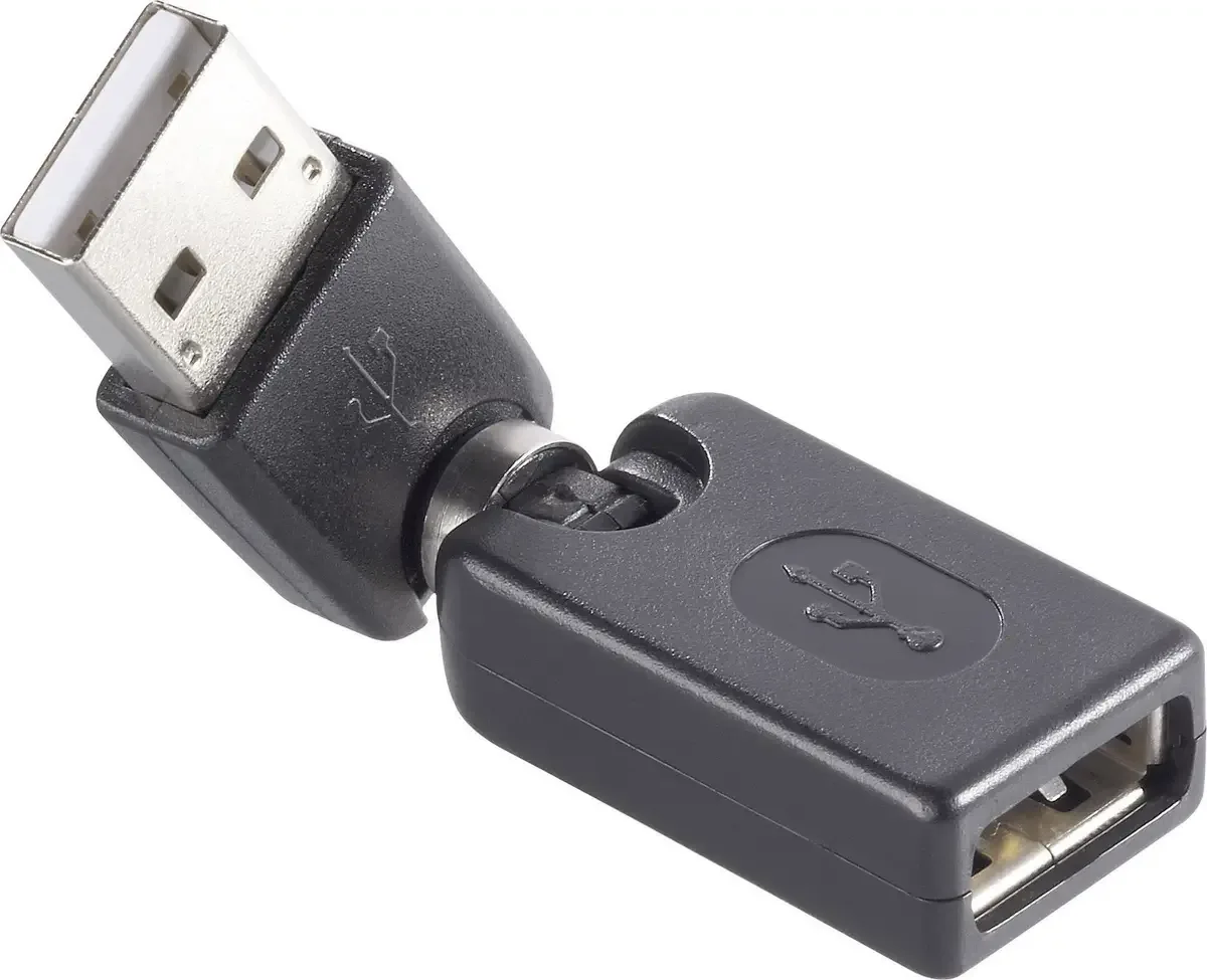 USB Adapter [1x USB-A 2.0 stekker - 1x USB 2.0 bus A] Vergulde steekcontacten från Renkforce i Svart – produktbild