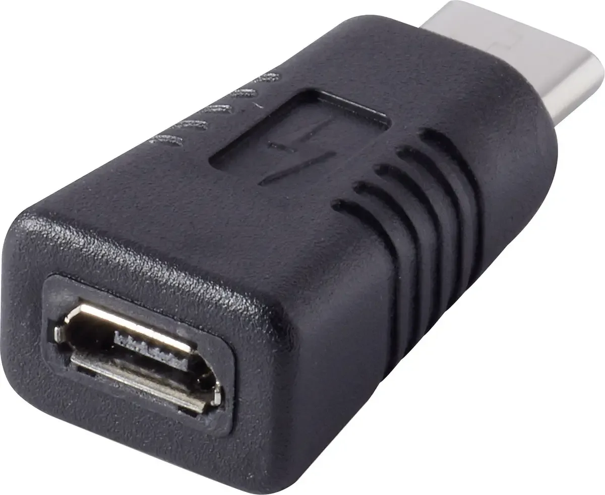 USB Adapter [1x USB-C stekker - 1x Micro-USB 2.0 B bus] rf-usba-11 Vergulde steekcontacten från Renkforce i Svart – produktbild