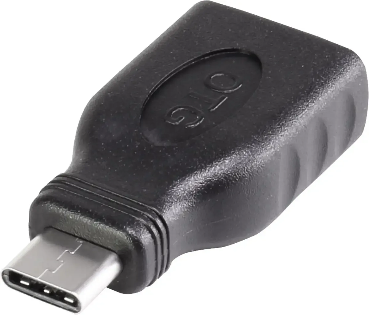 USB Adapter [1x USB-C stekker - 1x USB 3.2 Gen 1 bus A (USB 3.0)] Met OTG-functie, Vergulde steekcontacten fra Renkforce i Sort – produktbillede