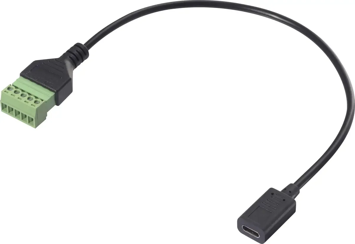USB-C® Câble adaptateur [1x USB-C® femelle - 1x Raccordement par serrage] RF-6443954 30 cm gaine en PVC de Renkforce en Noir – photo produit