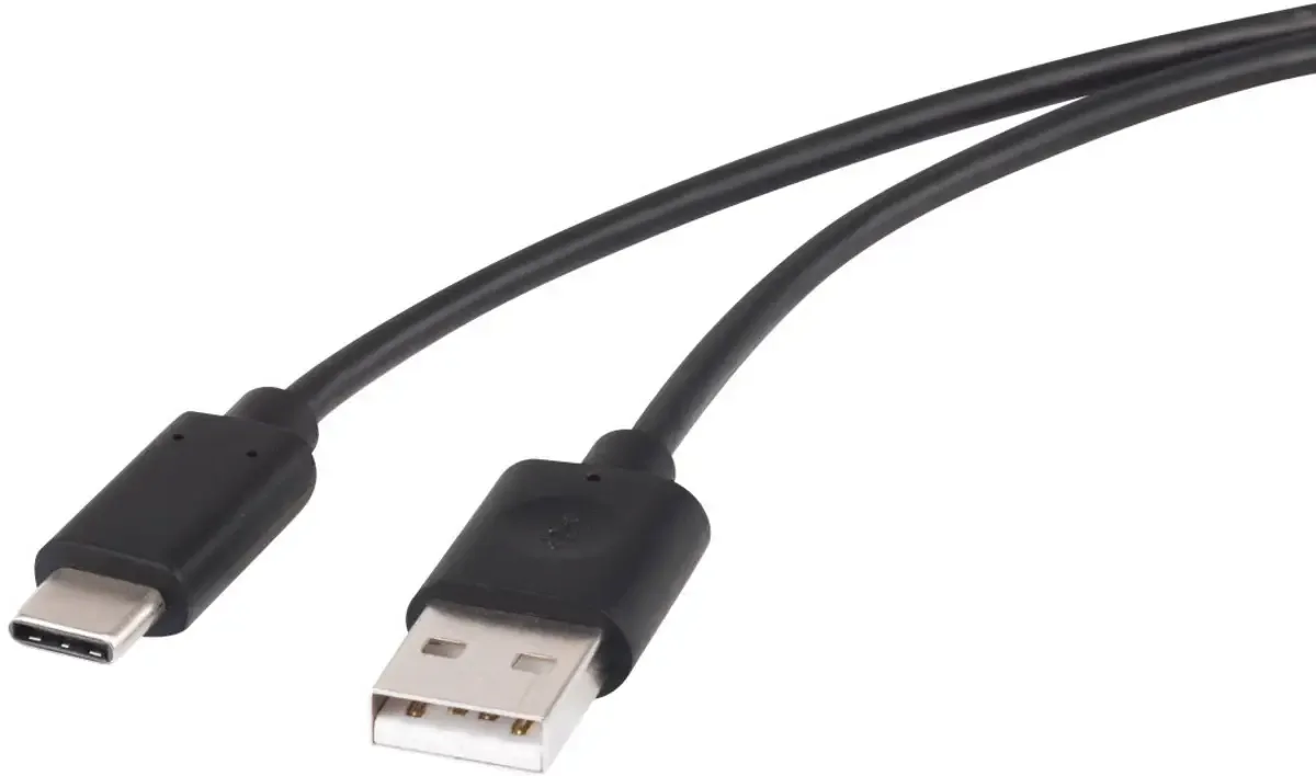Câble USB USB 2.0 USB-A mâle, USB-C® mâle 1.00 m noir contacts dorés RF-4288947 de Renkforce en Noir – photo produit