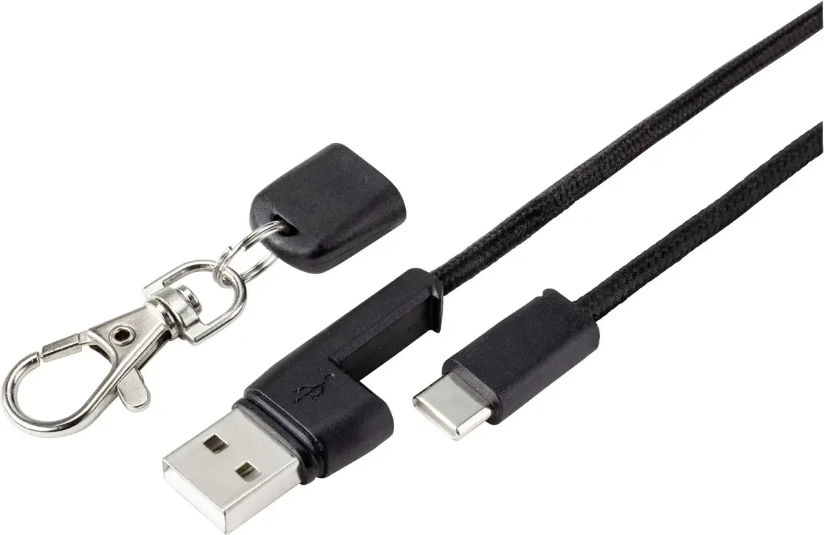 USB-Kabel USB 2.0 USB-A Stecker, USB-C® Stecker 0.95 m Schwarz vergoldete Steckkontakte RF-4538142 fra Renkforce – produktbillede
