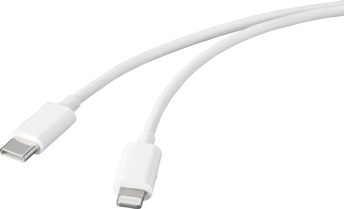 USB-Kabel USB 2.0 USB-C® Stecker, Apple Lightning Stecker 1.00 m Weiß RF-5042728 fra Renkforce – produktbillede