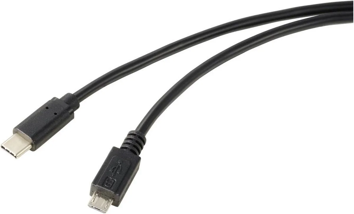 USB-kabel USB 2.0 USB-C stekker, USB-micro-B stekker 1.00 m Rond RF-5719754 fra Renkforce i Sort – produktbillede