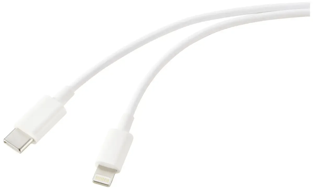USB-kabel USB 2.0 USB-C-stekker, Apple Lightning-stekker 2.00 m wit (frosted) RF-5724080 van Renkforce in Wit – productfoto