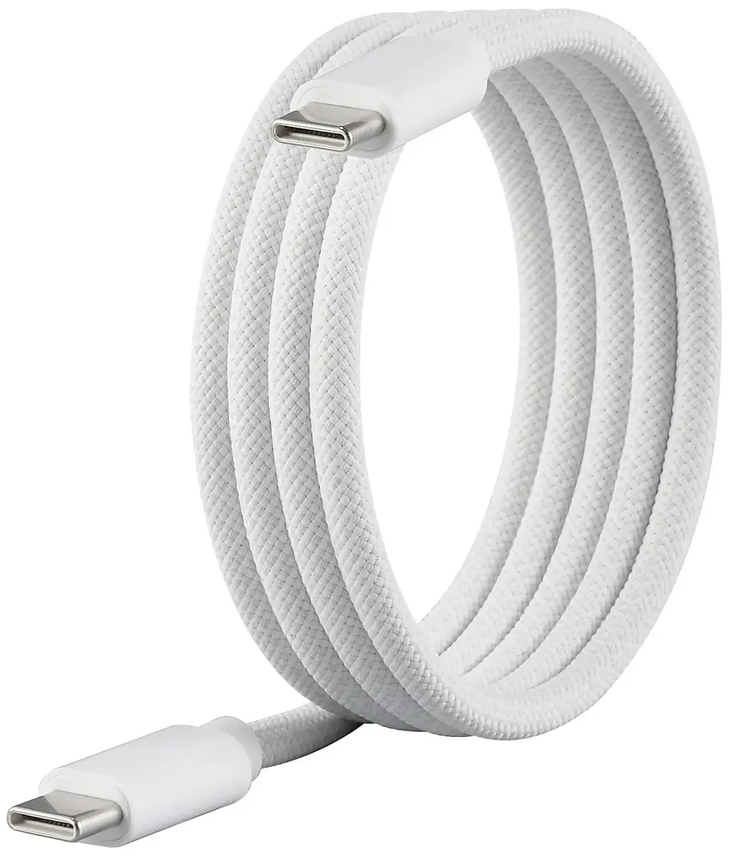 USB-kabel USB 2.0 USB-C® stik, USB-C® stik 1.00 m med magnetisk oprulning, Stof-beklædning RF-6437918 by Renkforce in White – product photo
