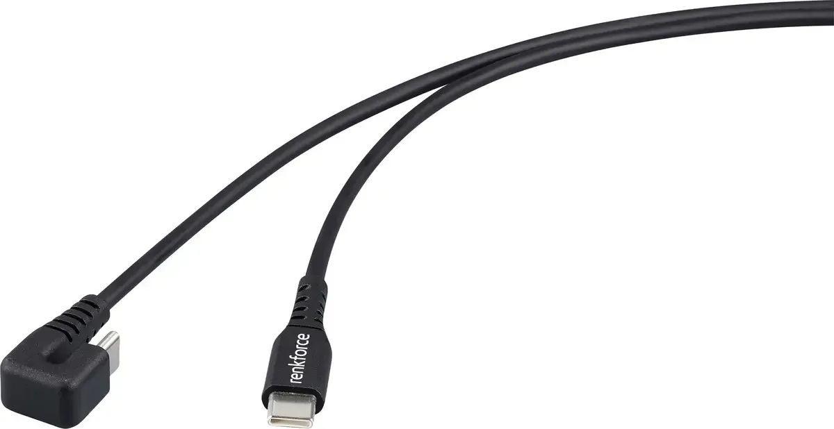 USB-kabel USB 2.0 USB-C® stik, USB-C® stik 1.00 m Stik drejet 180° RF-6721078 von Renkforce in Schwarz – Produktfoto