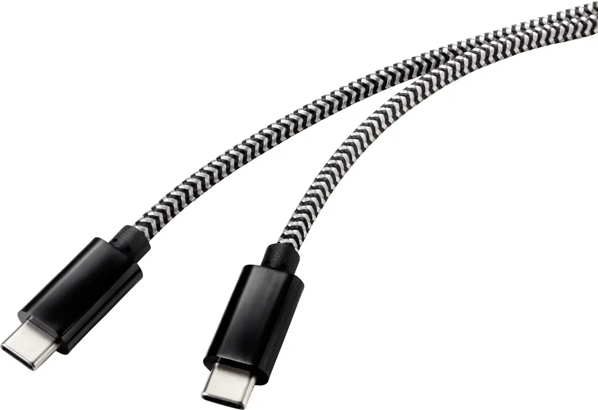 Câble USB USB 2.0 USB-C® mâle, USB-C® mâle 3.00 m noir/blanc RF-4598412 de Renkforce en Noir, Blanc – photo produit
