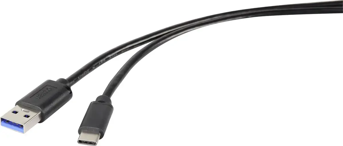USB-kabel USB 3.2 Gen1 USB-A kontakt, USB-C®-kontakt 0.15 m Svart RF-4536470 från Renkforce i Svart – produktbild