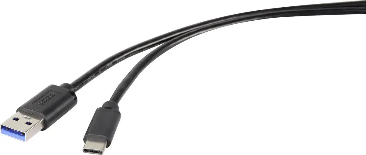 USB-kabel USB 3.2 Gen1 USB-A-hanstik, USB-C® stik 0.50 m RF-4599658 från Renkforce i Svart – produktbild