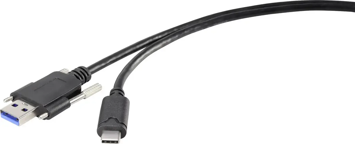 USB-kabel USB 3.2 Gen1 USB-A kontakt, USB-C®-kontakt 1.00 m Svart skruvbar RF-3386040 från Renkforce i Svart – produktbild