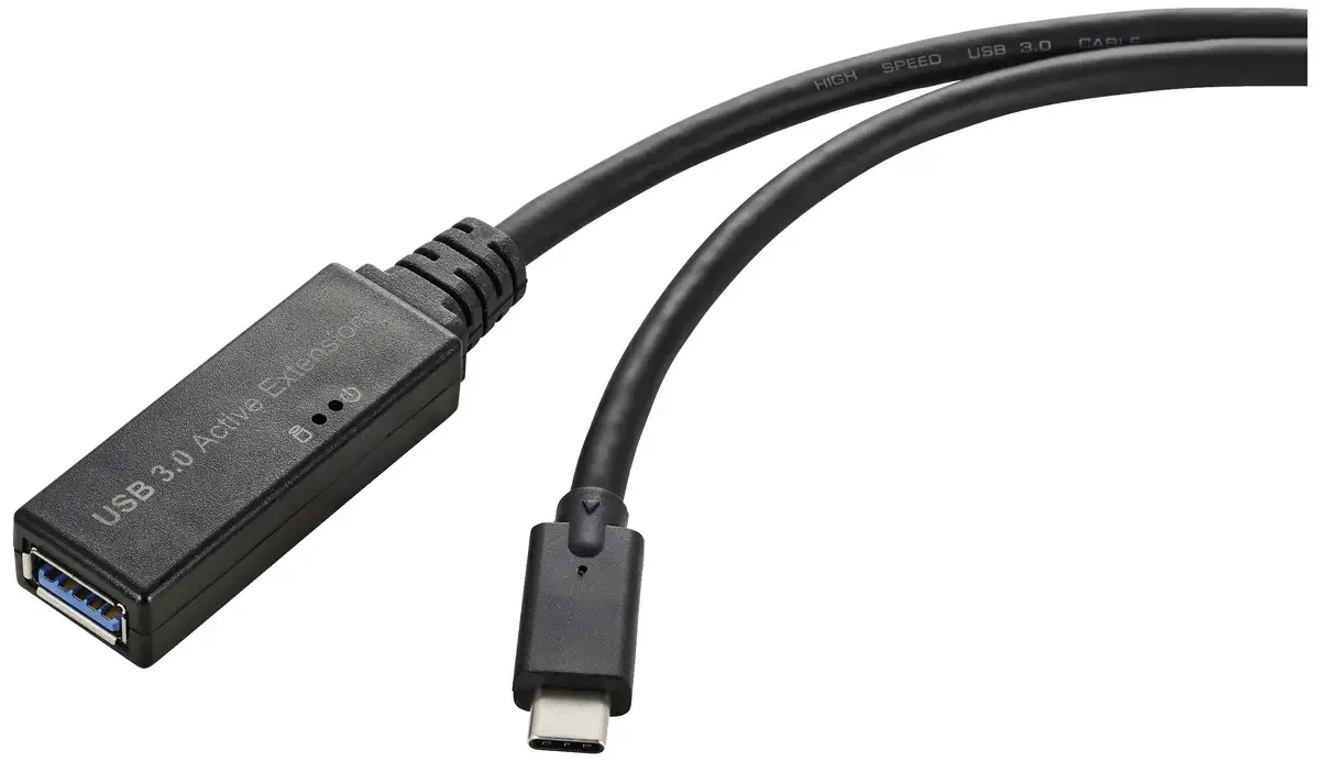 USB-kabel USB 3.2 Gen1 USB-C® stik, USB-A-hunstik 5.00 m Aktiv med signalforstærkning, med OTG-funktion RF-5231962 fra Renkforce i Sort – produktbillede