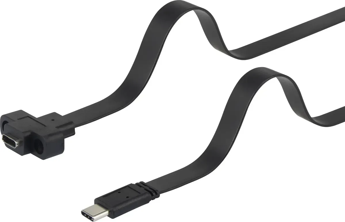 USB-kabel USB 3.2 Gen1 USB-C® stik, USB-C® bøsning 0.50 m skruebar, ekstremt fleksibelt RF-3415026 fra Renkforce i Sort – produktbillede