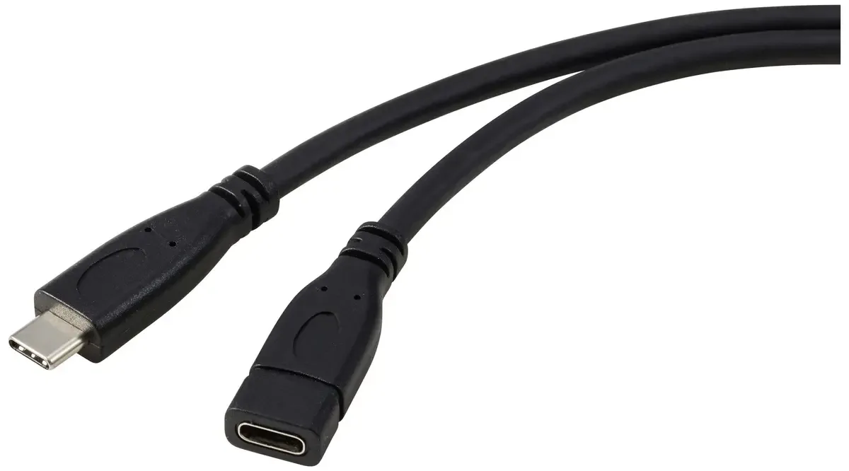USB-kabel USB 3.2 Gen1 USB-C®-kontakt, USB-C® uttag 1.00 m Svart RF-5720414 från Renkforce i Svart – produktbild