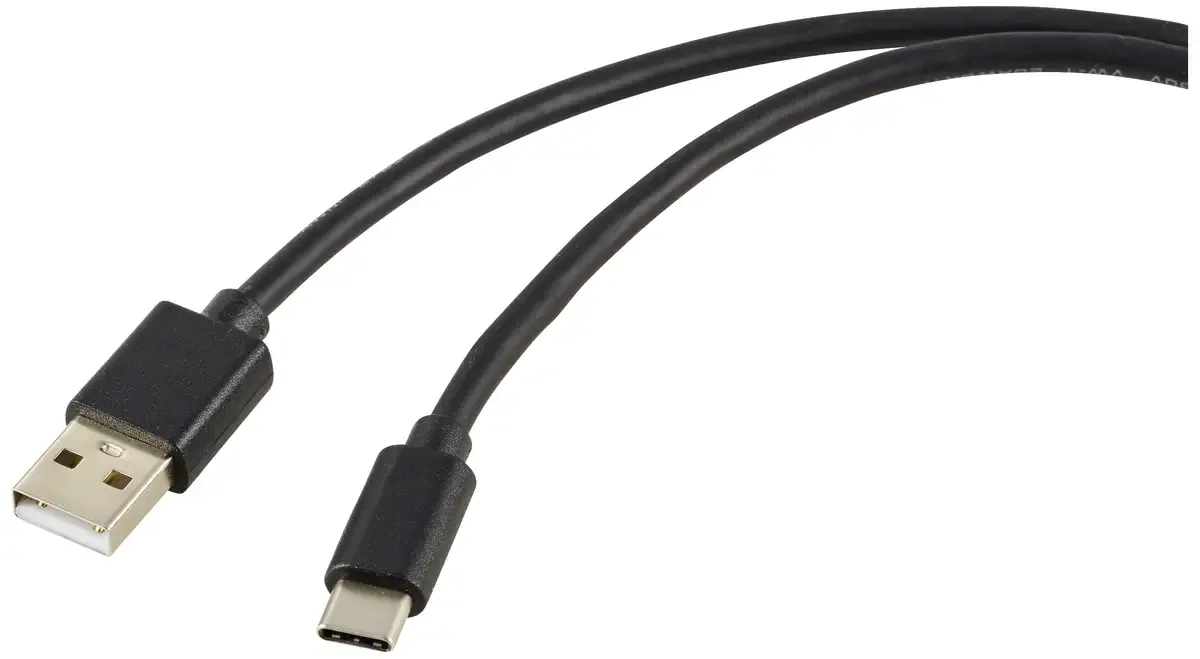 USB-Ladekabel USB 2.0 USB-A Stecker, USB-C® Stecker 1.80 m Schwarz PVC-Mantel RF-5771532 fra Renkforce – produktbillede