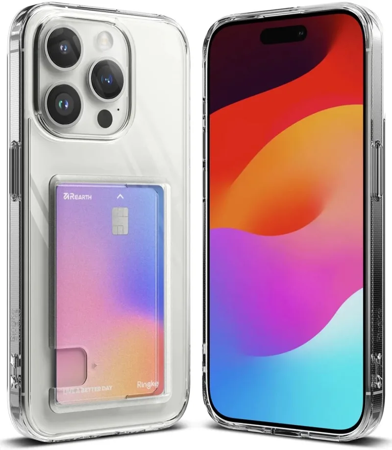 Clear Card Compatible Armor Case - iPhone 15 Pro Max Kaarthouder van Ringke in Transparant – productfoto