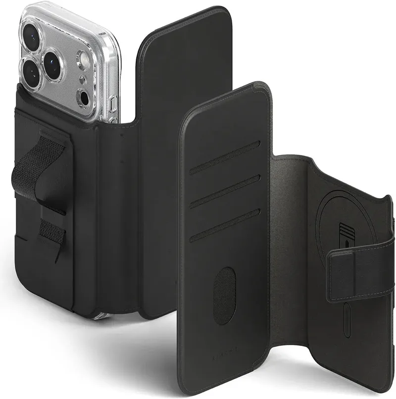 Folio Grip Wallet Magnetic - Hoesje Geschikt voor Apple iPhone 18 pro / 17 Pro - Magnetische Pasjeshouder Book Case by Ringke in Black – product photo